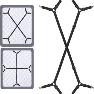 Navani Bed Sheet Clips For Bedding | Fitted Bed Sheet Straps Clips Holder | Bed Sheet Grippers Suspenders | Bed Scrunchie UK | Bed Sheet Fasteners Grippers | Mattress Sheet Clips Straps | 2pcs Black